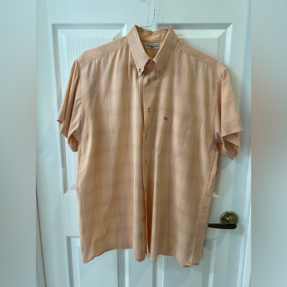 CHRISTIAN LACROIX Men's Peach Plaid Shirt